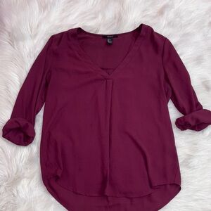 Women's Burgundy V-Neck Top
